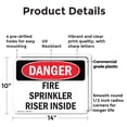thumbnail image 2 of (2 Pack) Fire Sprinkler Riser Inside OSHA Danger Sign 14 Inch X 10 Inch Plastic Sign, Weather Resistant, UV Protected for Workplace, Business, and Construction Site, Made in the USA, 2 of 8