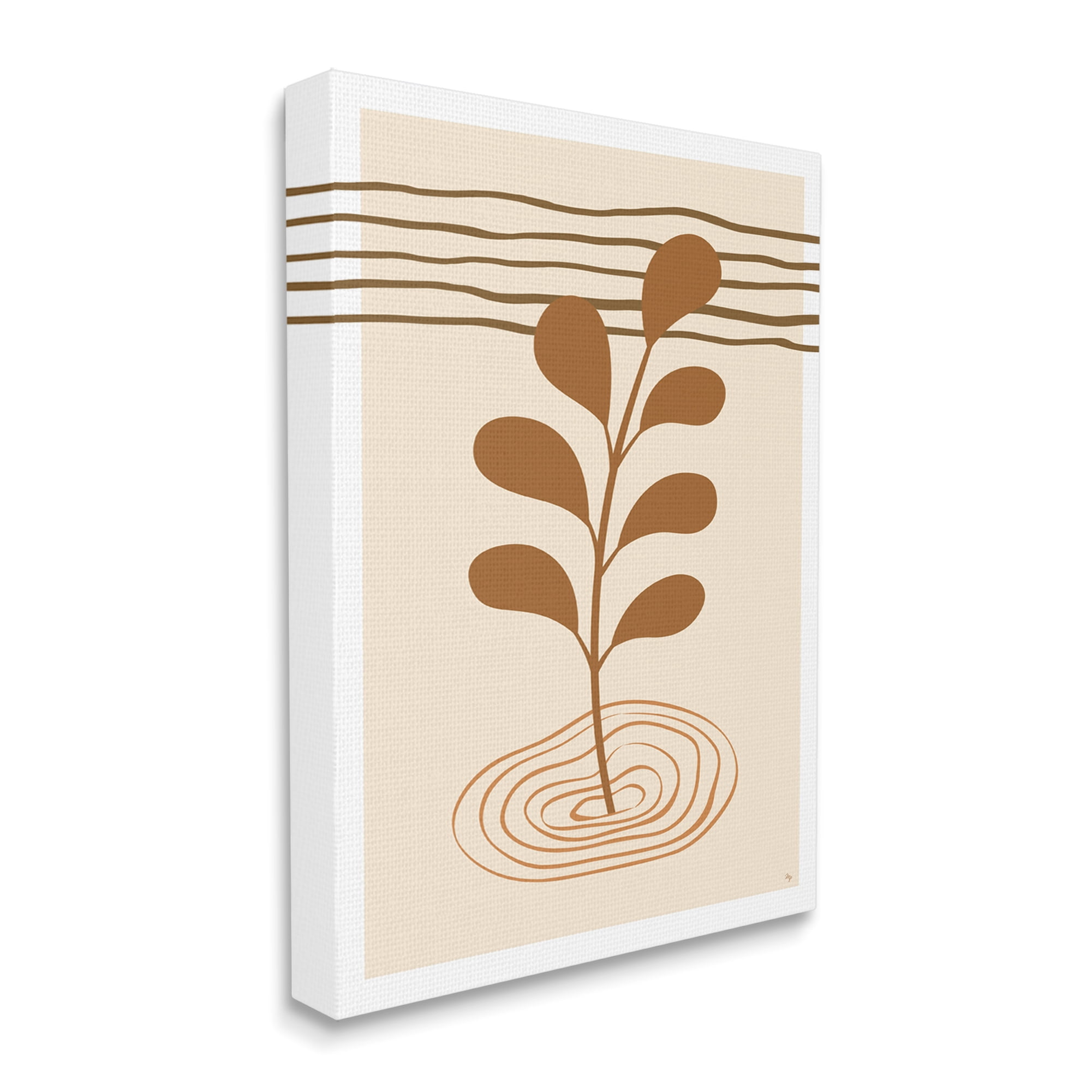 Stupell Industries Contemporary Earthy Leaf Botanical & Floral Painting Gallery Wrapped Canvas Art Print Wall Art, 30 x 40