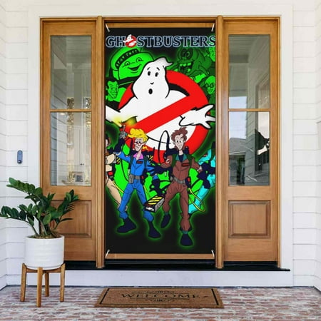 Real Ghostbusters Door Cover Decorated Banner Tapestry Home Decoration Holiday Party Supplies Door Banner Porch Sign Banner 72.8 x 35.4 Inch
