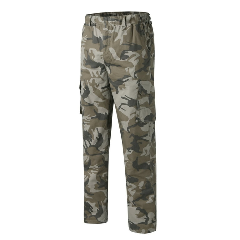 Wozhidaose Men s Pants Mens Cargo Pants Mens Loose Cotton Plus Size Pocket Lace Up Camouflage Elastic Waist Pants Trousers Overall Pajama Pants Walmart