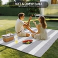 thumbnail image 4 of Grey Stripe Outdoor Rug 6x9 Ft - Reversible Patio Rug Outdoor Camping Rugs, Modern Simple Geometric White Striped Washable Indoor Outdoor Area Rugs, Non-Slip Outdoor Carpet Runner for Deck/Porch, 4 of 8