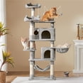 thumbnail image 2 of Yaheetech 67.1" H Large Cat Tree with 2 Big Condos and 1 Basket, Light Gray, 2 of 7