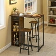 thumbnail image 1 of 3-Piece Counter Height Bar Table Set for 2, Small Rustic Dining Table with Storage Drawer and 2 Stools, Bar Kitchen Furniture for Apartment Retro, 1 of 6