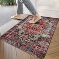 thumbnail image 3 of Retro Door Mat, 17 X 30 Inch Bohemian Orange Floral Patterned Carpet Welcome Doormat Decorative Home Floor Mat, Non Slip Rubber Back and Strong Water Absorption for Outdoor Indoor Entrance Decor, 3 of 6