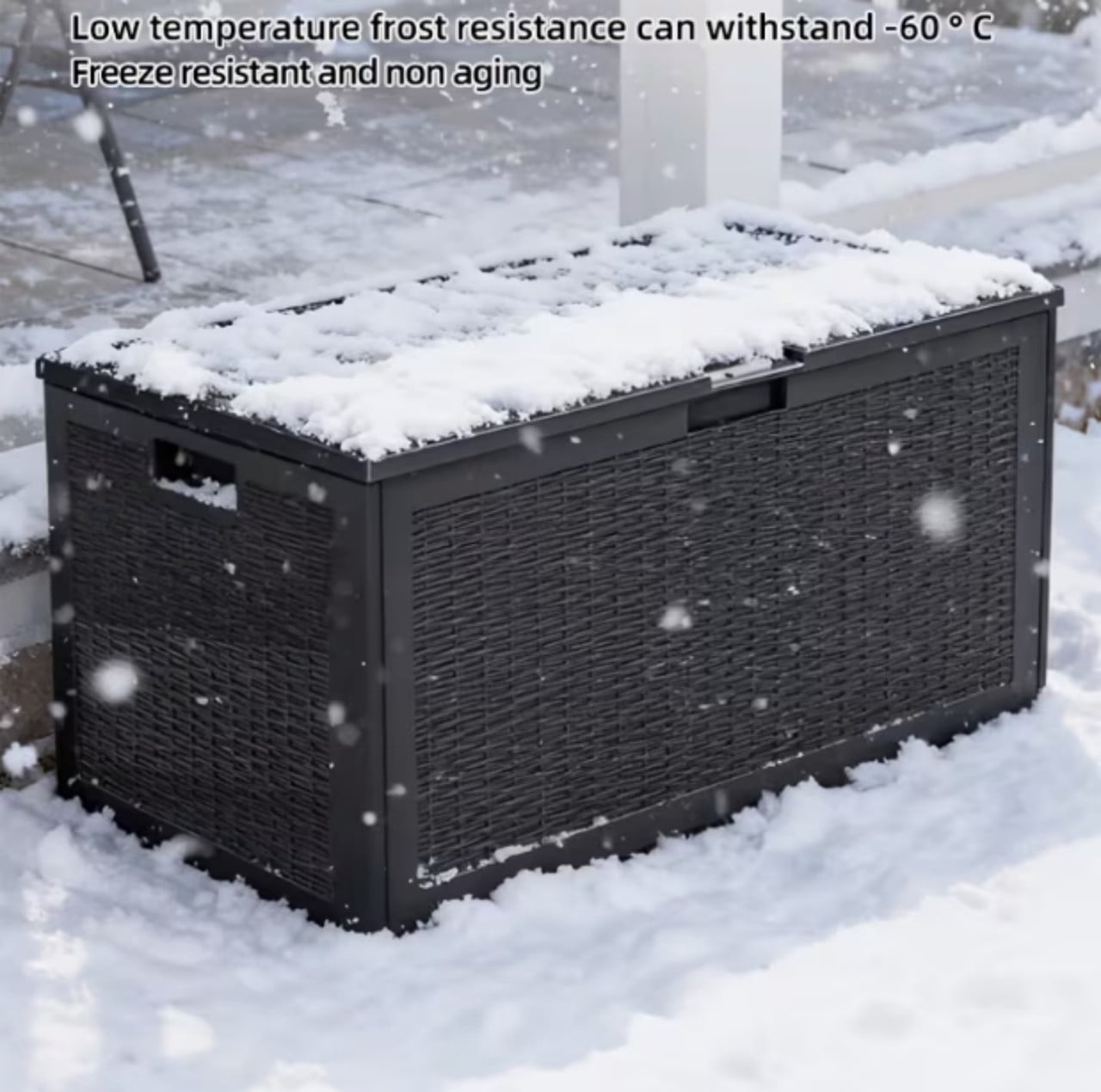100 Gallon Resin Deck Box, Lockable Patio Outdoor Storage Box for Furniture, Garden Tools and Tools Storage, Waterproof Outside Storage Boxes for Garden, Terrace Furniture