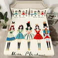 thumbnail image 2 of Manfei Merry Christmas Twin Sheet Sets,Nutcracker Soldier Twin Fitted Sheet,Cute Princess Pattern Flat Sheet For Teens,Microfiber Bedroom Decor,3-Piece, 2 of 7