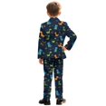 thumbnail image 5 of Whosucclay Cute Cartoon Dinosaur Print Boys Suit Set, Polyester Cloth Adjustable Elastic Waist Blazer Pants Set for School School Ceremony, 2 Piece Formal Wear Outfit, 5 of 10