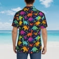 thumbnail image 4 of Balery Colorful Dinosaur Camisas hawaianas de manga corta para hombre, camisas playeras de corte holgado, camisas de vacaciones con botones,Small, 4 of 7