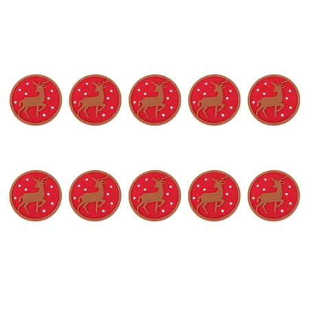 

10 Pcs Christmas Themed Coasters Round Felt Fabric Non-skid Insulation Cup Mats Drink Placemat (Elk)