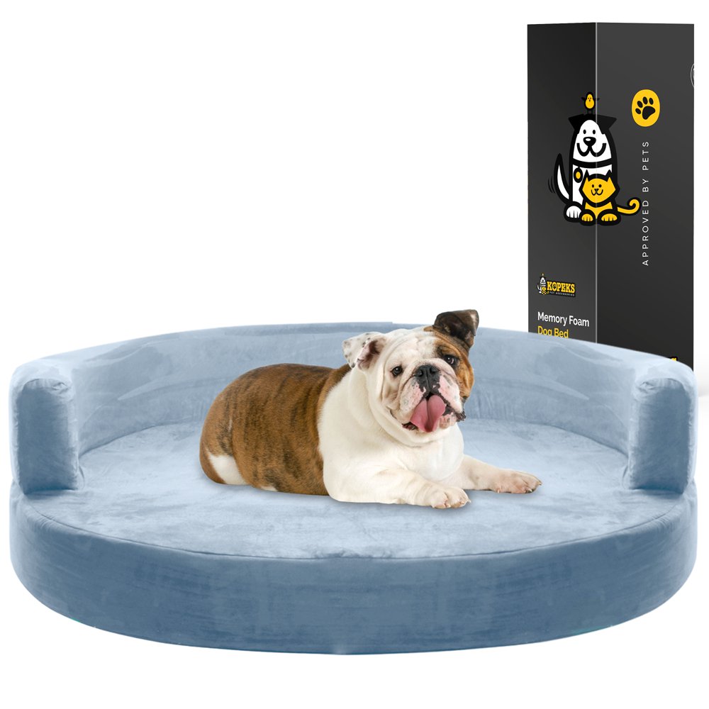 Deluxe Orthopedic Memory Foam ROUND Sofa Lounge Dog Bed Large Grey