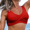 thumbnail image 3 of TOWED22 Women's Twist Front Bikini Top V Neck Push Up Padded Swimsuit Top Bathing Suits(Red,M), 3 of 6