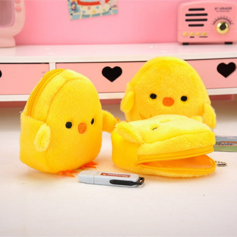HEQU Cute Little Yellow Chicken Wallet Plush Coin Purse Zipper Key