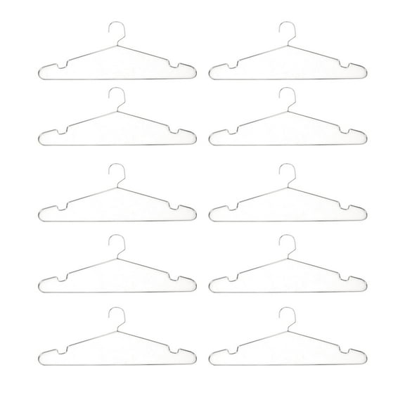 Riousery 10-Pack Stainless Steel Clothes Hangers, Heavy Duty Non-Slip Drying Hangers with Shoulder Grooves - 40cm Garment Hangers