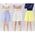thumbnail image 5 of Girls' Quick Dry Elastic Waist Shorts, Casual Loose Wide Leg Running Shorts for Summer White 150, 5 of 5