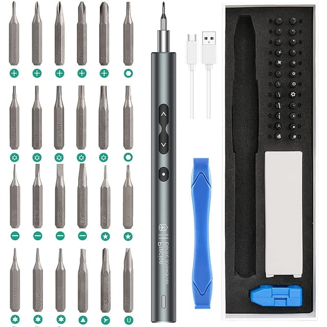 ORIA Electric Screwdriver (Newest) 28 IN 1 Cordless Mini Power Precision Screwdriver Set with 24 Bits, Rechargeable Portable Magnetic Repair Tool Kit with LED Lights for Phones Watch Jewelers Laptops