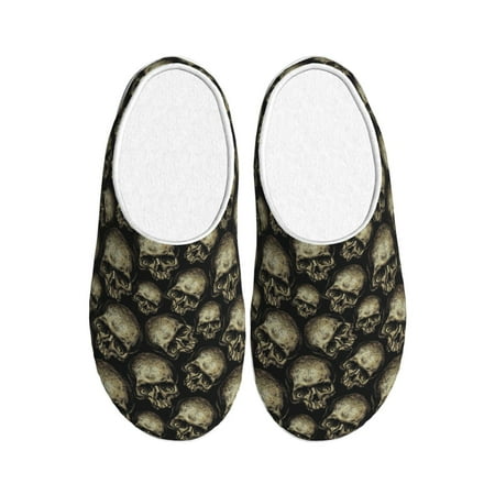 

Zufioo funny Retro Skull Print Adult TPR Cotton Slippers Winter Home Cotton Slippers Suitable for Adults Men and Women Indoor and Outdoor-