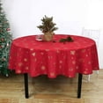 thumbnail image 2 of Nappe de Noël, Flocon de Neige Doré Nappe de Noël pour l'Hiver, Nappes de Noël Rouges, Nappe Imperméable Anti-Déversement pour Table, Cuisine, Salle à Manger, Vacances, Ronde de 60 Pouces, 2 of 5