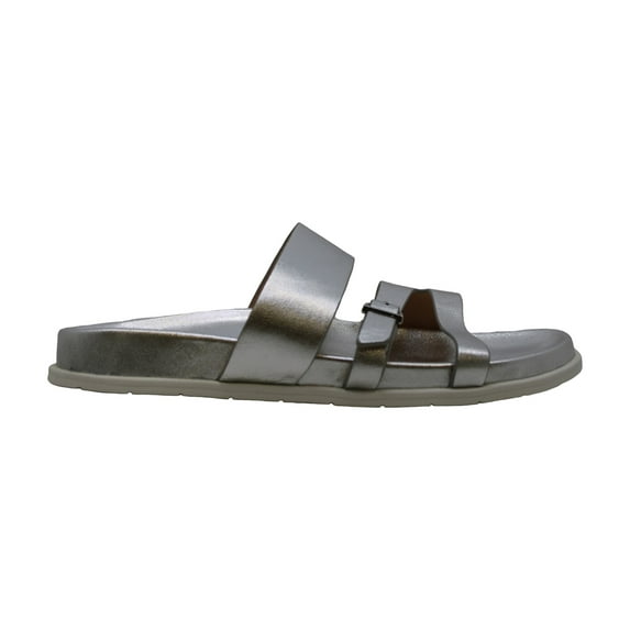Aqua College Womens Sloan Leather Open Toe Casual Slide, Silver, Size 5.5