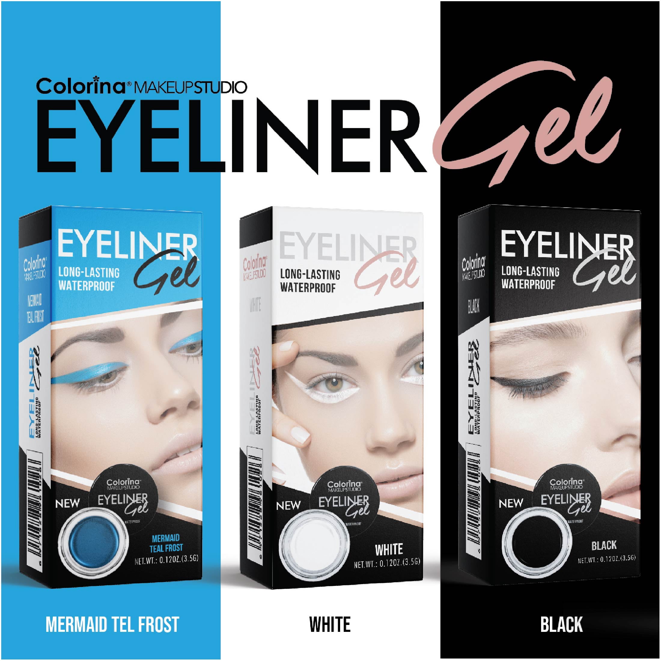 Colorina Makeup Studio Long Lasting Waterproof Eyeliner Gel White Color 0.14 oz