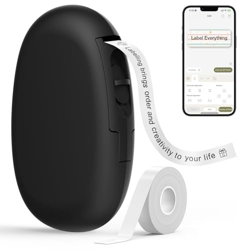 Máquina etiquetadora SUPVAN E10 con Bluetooth y cinta, etiqueta continua impermeable, aplicación versátil con 35 fuentes y más de 1000 íconos, etiquetadora sin tinta para el hogar, la cocina, la escue