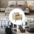 thumbnail image 4 of Vegan Leather Upholstered Accent Chair Lounge Armchair Sofa Moveable Cushion Metal Legs Reception Bedroom Beige, 4 of 7