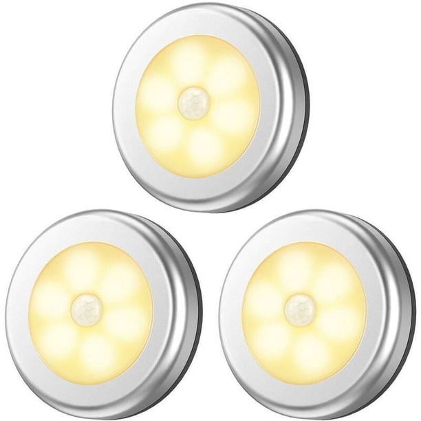 Bombillas LED superbrillantes, luz con sensor de movimiento para dormitorio, LED inalámbrico alimentado por batería con sensor de movimiento y luz PIR, 20 lúmenes brillantes, encendido y apagado