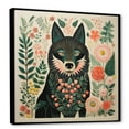 thumbnail image 2 of Designart "Boho Wolf in Pink and Green I" Animals Framed Wall Art - Traditional Green Wolf Living Room Framed Canvas Art, 2 of 6