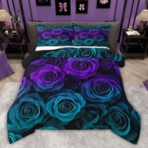 Castle Fairy Teens Floral Rose Twin Comforter Sets,Romantic Gradient Flower Bedding Set