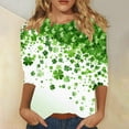 thumbnail image 1 of Xuyuer Womens 3/4 Sleeve St. Patrick's Day T-Shirts Crew Neck Spring Graphic Tee Tops Cute Tunic Tops Basic Tees Blouses Business Work Casual Tee Top Printed Graphic Tee Tops, 1 of 5