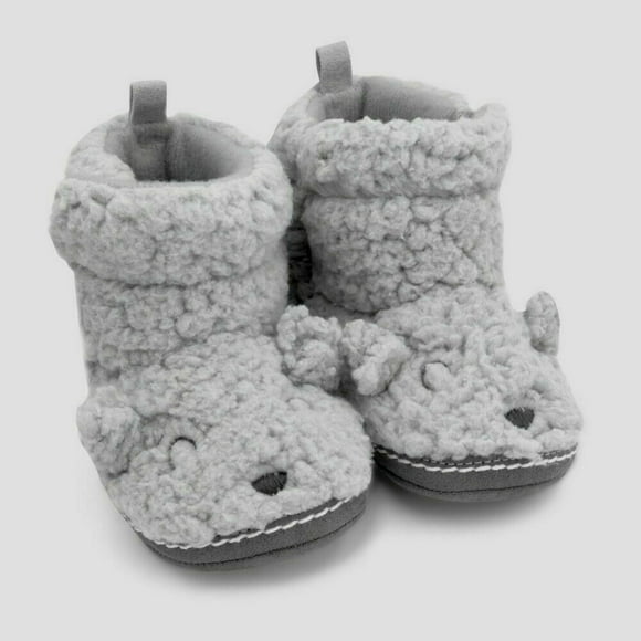 Cloud Island Baby Bear Fuzzy Slippers 0-6M