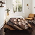 thumbnail image 4 of Baseball Tapestry for Bedroom Wall Hanging Tapestry, Farmhouse Retro Sport Theme Brown Wooden Grain Ceiling Backdrop Tapestries Poster Blanket Wall Decor for Teens Room Living Room Dorm 59" x 79", 4 of 8