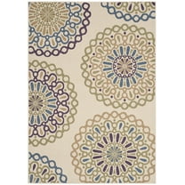 SAFAVIEH Veranda Axum Geometric Indoor/Outdoor Area Rug, Cream/Green, 2' x 3'7"