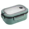 thumbnail image 1 of Caja de almuerzo de doble capa Pp y material de silicona loncheras para horno microondas, verde Feliz Sencillez, 1 of 5