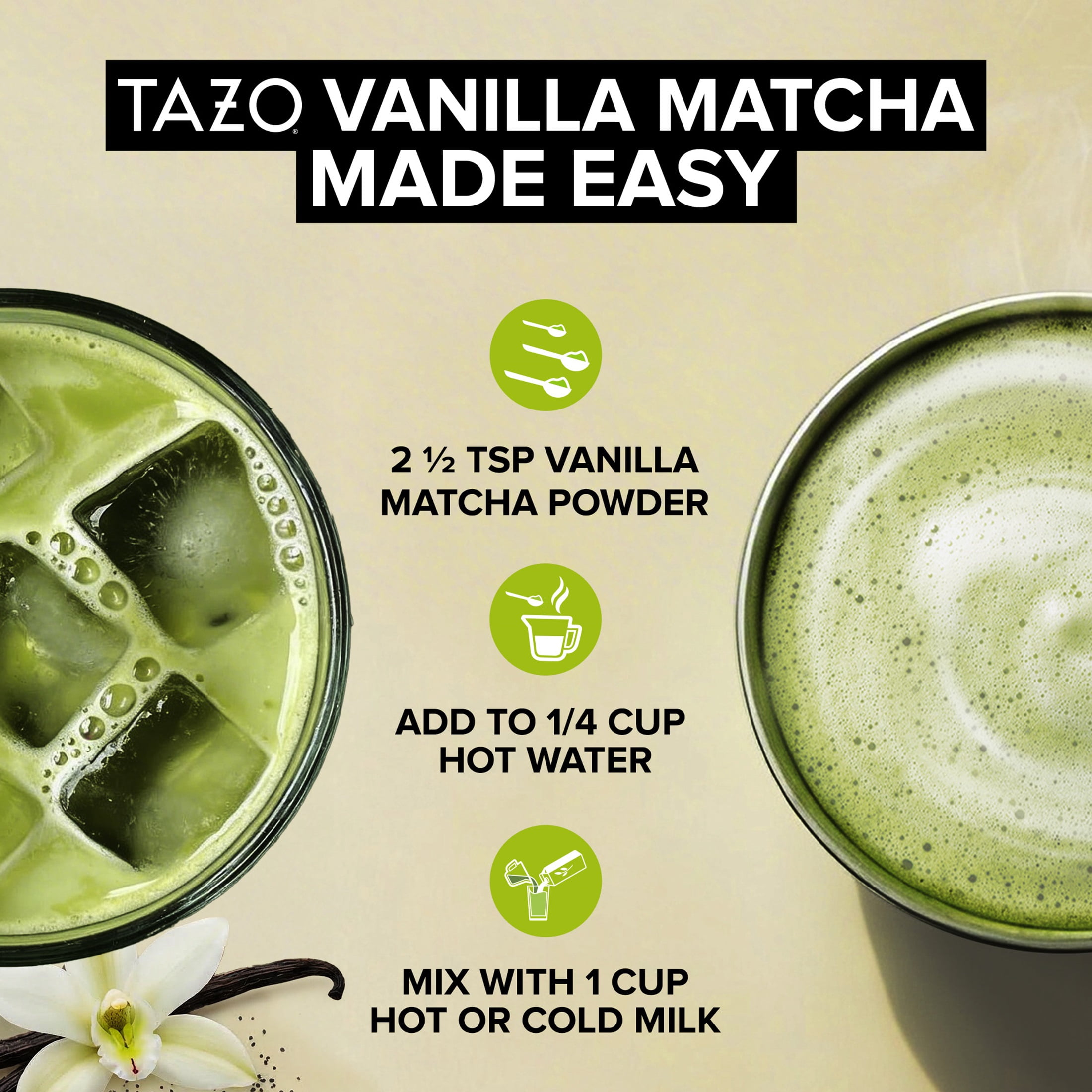 TAZO Organic Vanilla Matcha Latte, 10 Servings, 3.5 oz Pouch