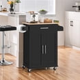 thumbnail image 2 of Yaheetech Rolling Kitchen Storage Carts with Towel Rack, MDF Black, 23.6 in, 2 of 7