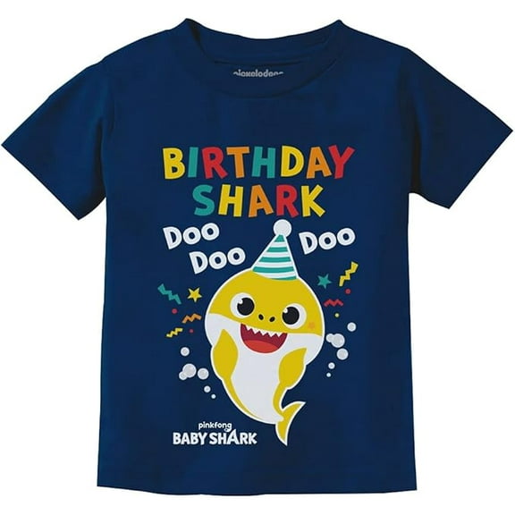 Tstars Baby Shark Themed Birthday T-Shirt for Toddlers - Fun Shark Print - Size 5-6 - Navy