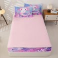 thumbnail image 4 of Homewish Cartoon Axolotl Zipper Twin Comforter Sets with Fitted Sheet and 2 Pillowcases For Kids Girls,Dreamy Underwater World Zipper Bedding Set,Pink Reversible,4-Piece, 4 of 7