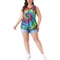 thumbnail image 2 of Agnes Orinda Women's Plus Size Tank Top Tie Dye V-neck Sleeveless Tshirts Summer Casual Basic Tees 1X Green, 2 of 6