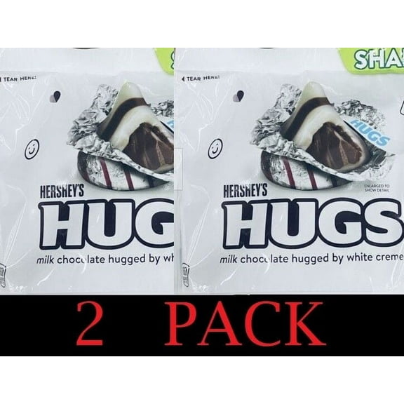 Hershey's HUGS Milk Chocolate Hugged by White Creme Candy SHARE PACK 10.6oz 2 PK