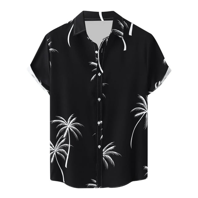 Birdeem Chemise Décontractée pour Hommes à Imprimé Hawaïen Col Rabattu Manches Courtes Fermeture à Boutons