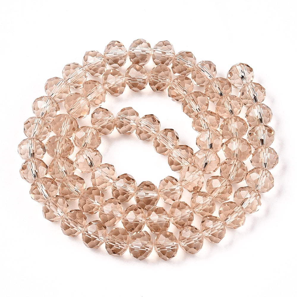 20 strand Glass Beads Strands Faceted Rondelle Tan 8x6mm Hole: 1mm 64~65pcs/strand 15.75~16.14 inch(40~41cm)