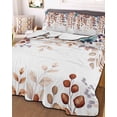 thumbnail image 3 of Quilts Twin-XL Size Bedding Set, Brown Eucalyptus Fall Lightweight Quilted Comforter, Botanical Weeping Leaves Pastoral Soft Reversible Bedspread Coverlet with Pillow Covers for All Season, 68" x 98", 3 of 7