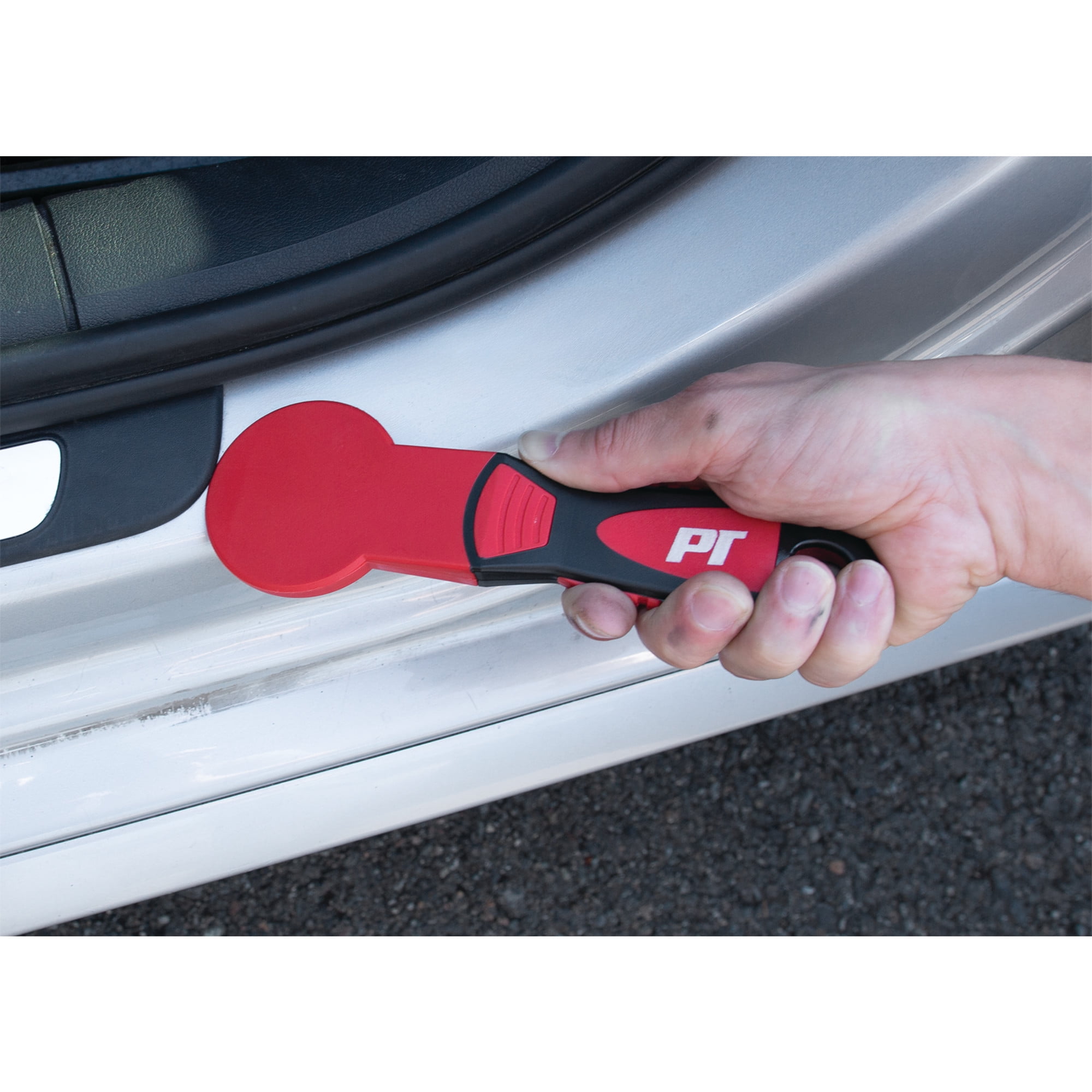 Performance Tool W83301 4-Piece Universal Trim Removal Tool Set, 4 Wedges, PVC and Nylon, For Safely Removing Door Panels, Dashboards, Bezels, and More, Red and Black