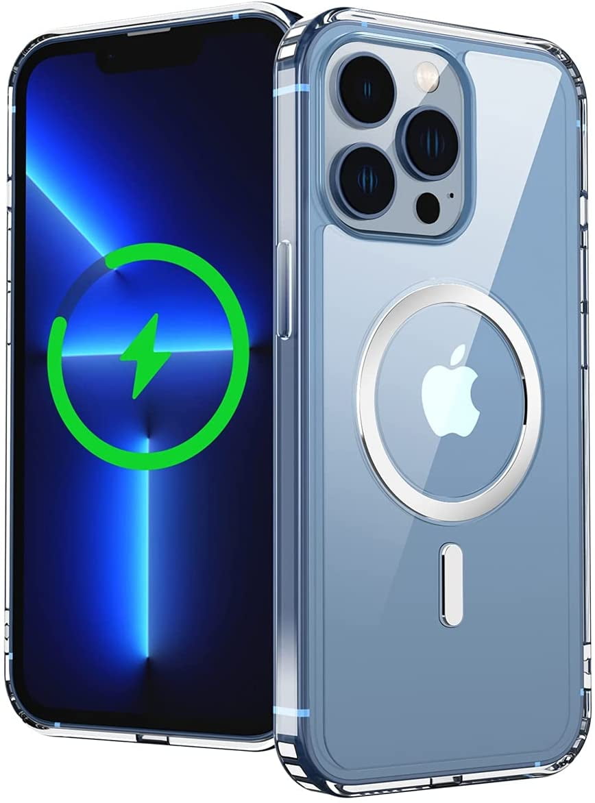 Magnetic Clear Case For Iphone 13 Pro Max Case 6 7 Compatible With Magsafe Charger Battery Military Drop Protection Shock Absorbing Corners Protective Case Bumper Cover Walmart Com