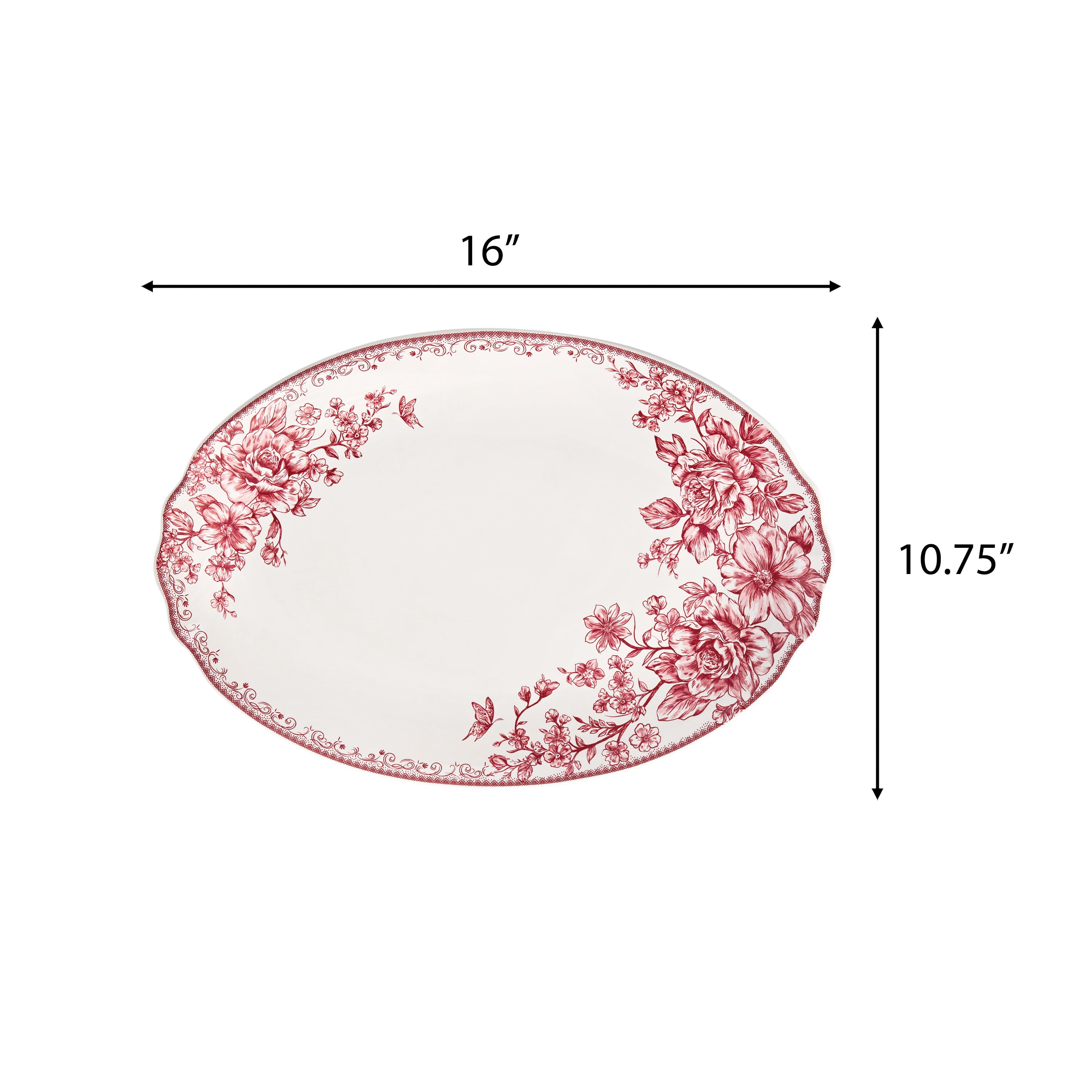 The Pioneer Woman Agatha Stoneware 16-inch Serving Platter, Red