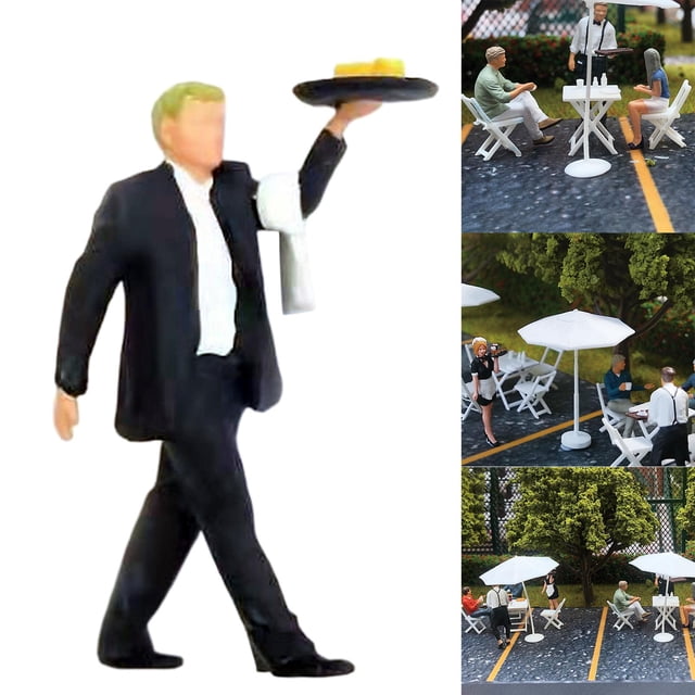 Figuras de personas 1:64 Modelo a escala 1:64 Trenes Figuras de personas de plástico arquitectónico Personas pequeñas sentadas y de pie para escenas e , Gerente negro