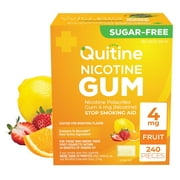 Quitine Nicotine Gum 4mg Fruit, 240 Count, Stop Smoking Aid