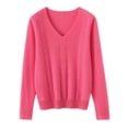 thumbnail image 4 of Womens Sweaters Long Sleeve Ribbed Knit Shirts Lightweight Loose Fit Tunic Tops Fall Outfits 2026 V Neck Soft Knit Pullover Tops Dressy Casual Blouses Soft Cozy Going Out Tops(Pink,M), 4 of 8