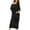 Black, variant on biudgviw Midi Dresses for Women Fashion Long Sleeve Round Neck Casual Fall Dress Baggy Wrap Bodycon Dress