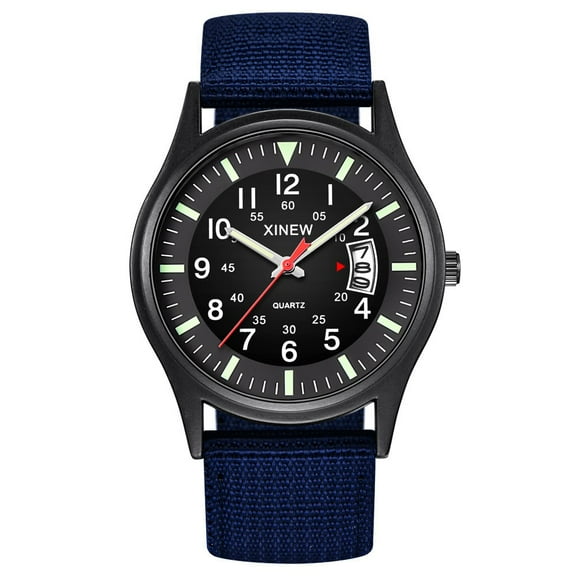 Fsqjgq Mens Watches with Nylon Expansion Band Luminous Pointer Digital Analog Watch Quartz Wrist Watches A